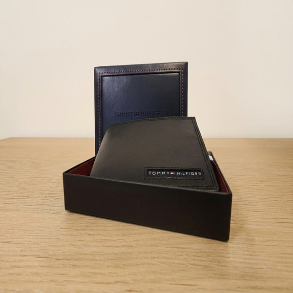 Billetera Tommy Hilfiger de Cuero Genuino para Hombre - Negro