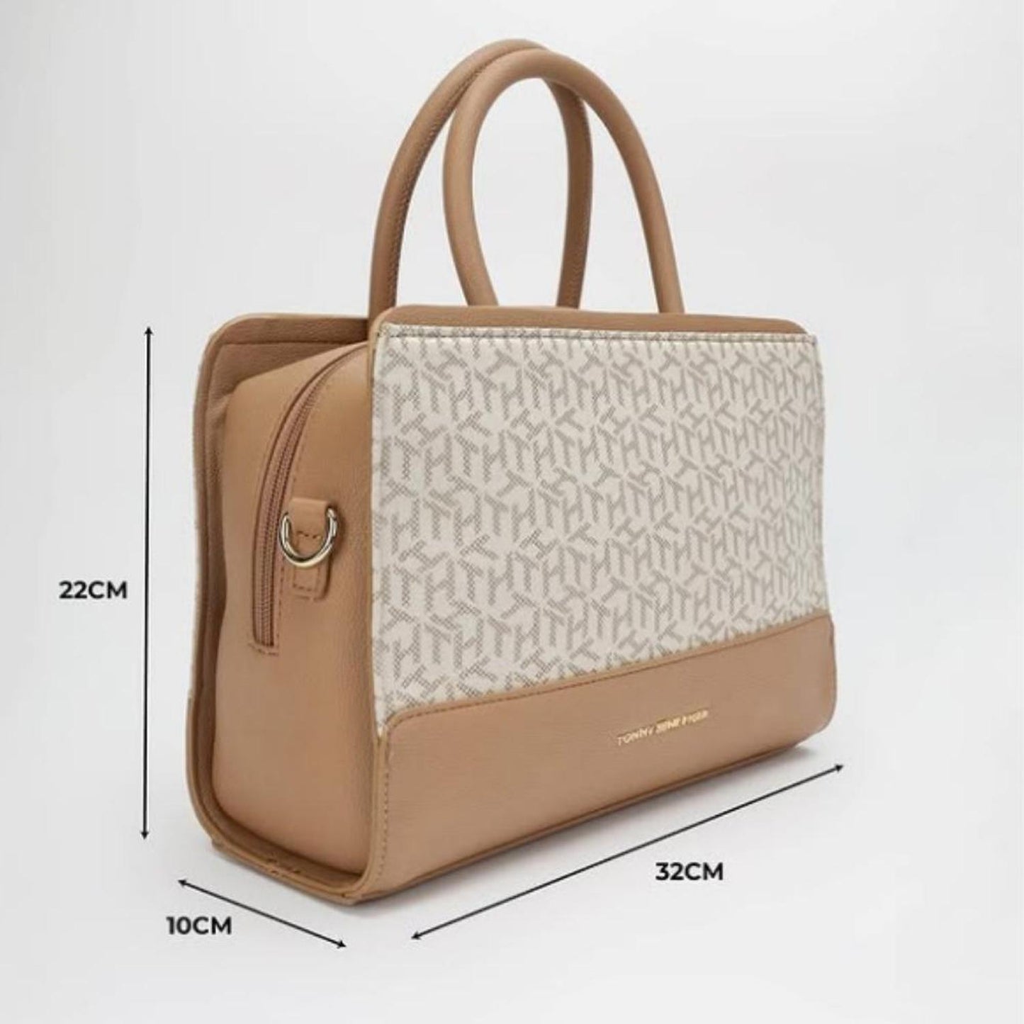 Cartera Tommy Hilfiger Doble Asa Monogram - Beige
