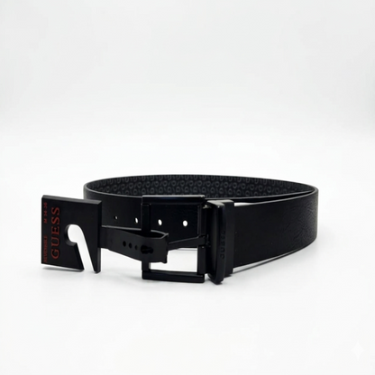 Cinturón Guess Reversible para Hombre – Diseño 2 en 1 con Hebilla Giratoria Negra