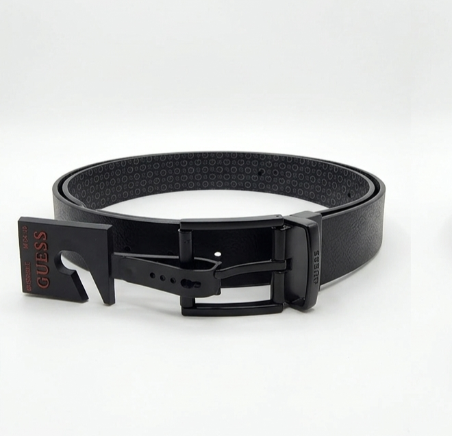 Cinturón Guess Reversible para Hombre – Diseño 2 en 1 con Hebilla Giratoria Negra