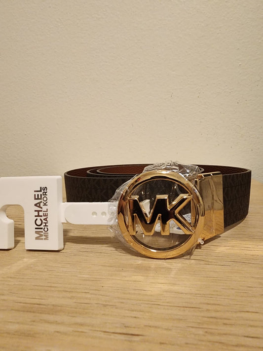 Correa Michael Kors Reversible (2 en 1) - Logo MK Gold