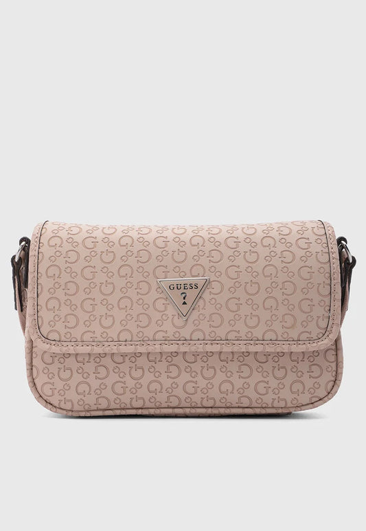 Bolso Crossbody Guess Noelle con Solapa y Logo 4G - Color Nude/Latte