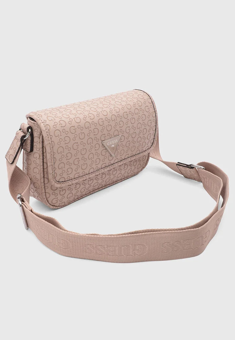 Bolso Crossbody Guess Noelle con Solapa y Logo 4G - Color Nude/Latte
