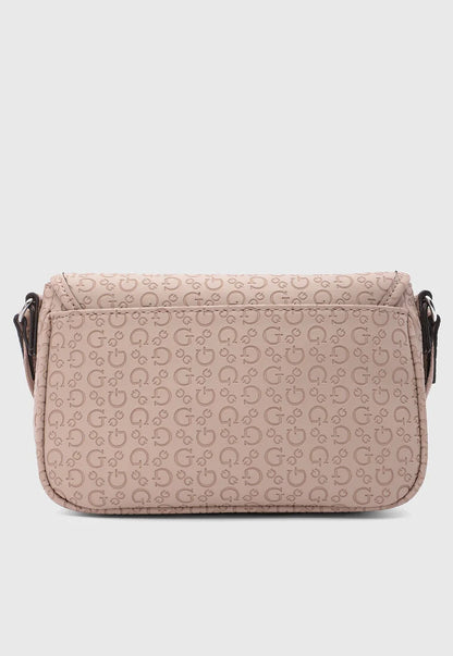 Bolso Crossbody Guess Noelle con Solapa y Logo 4G - Color Nude/Latte
